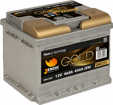 AKUMULATOR JENOX GOLD 12V46Ah 450A PRAWY PLUS