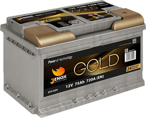 AKUMULATOR JENOX GOLD 12V75Ah 720A PRAWY PLUS